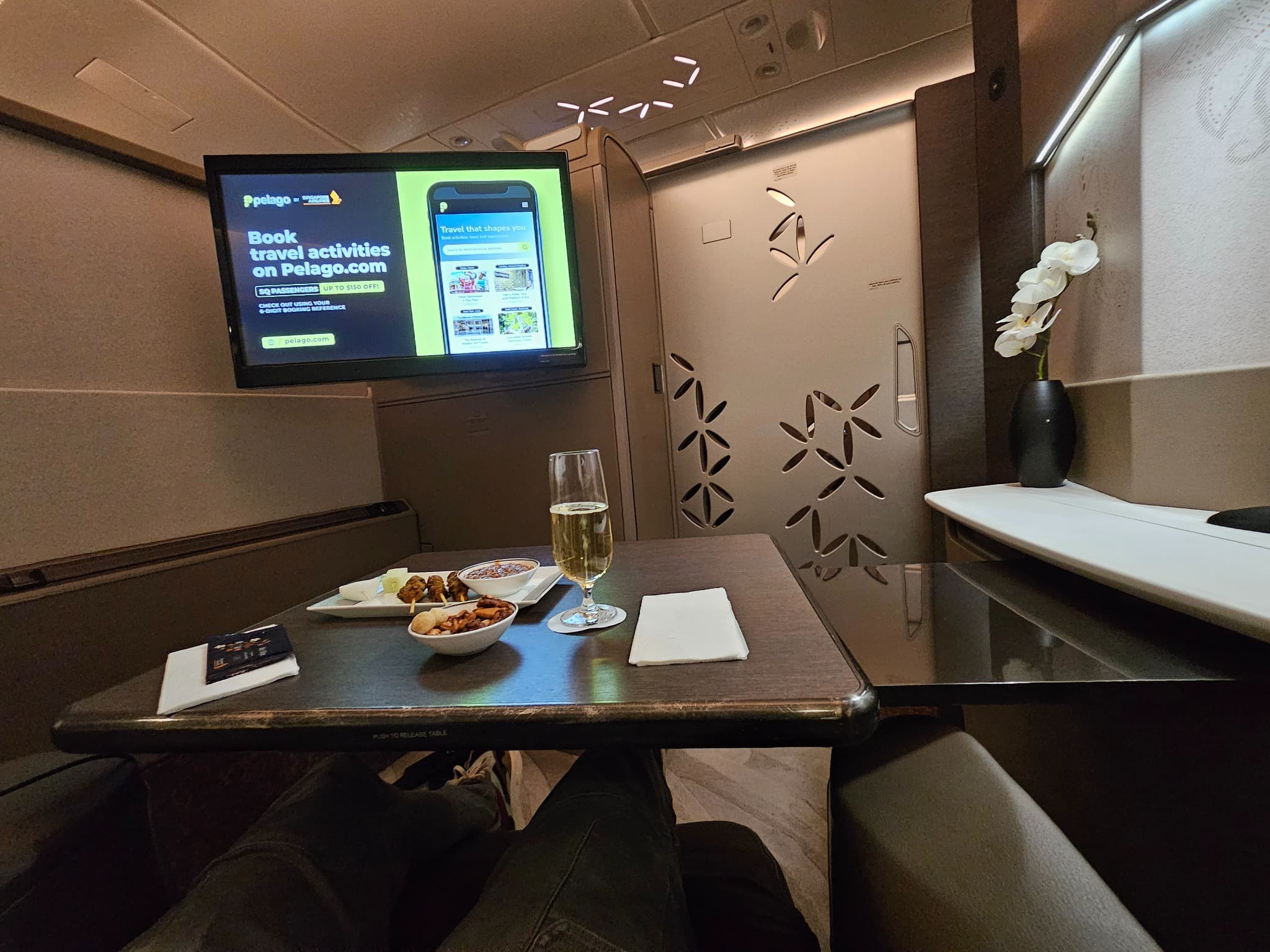 A city skyline at night